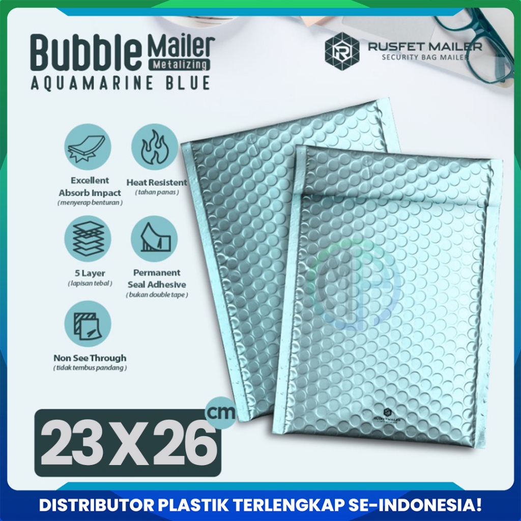 

AMPLOP BUBBLE MURAH|BUBBLE MAILER|BUBBLE PACKING LIGHT BLUEMETAL 23X26