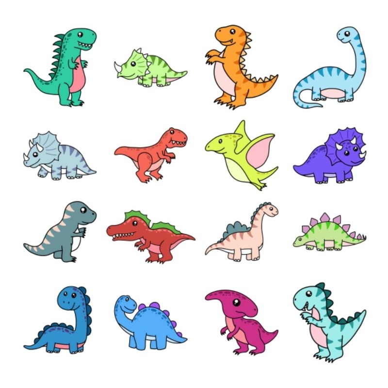 

16pcs Stiker Sablon DTF Tema Dinosaurus Siap Press