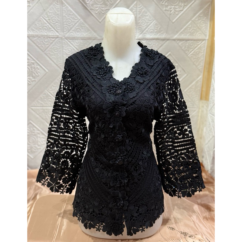 BLOUSE ATASAN FULL BROKAT LAUREN KHUSUS WARNA HITAM