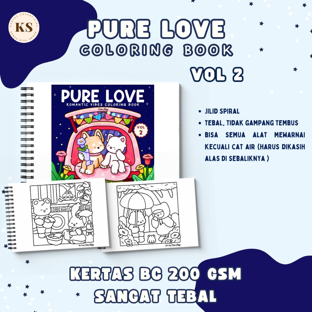 

PURE LOVE VOL 2 Therapy Coloring Book For Adults And Kids Buku Mewarnai Anak Remaja Dewasa Tebal