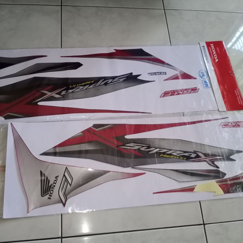 871X0KYZ660ZBL &  871X0KYZ660ZBR Lis body Striping Stiker Honda Supra X 125 Helm in F1 2013 merah Hi