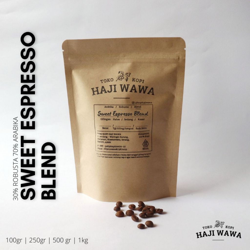 

SWEET ESPRESSO BLEND -1 KG - 70 Arabika 30 Robusta Blend -Toko Kopi Haji Wawa- Kopi Bubuk, Biji Kopi