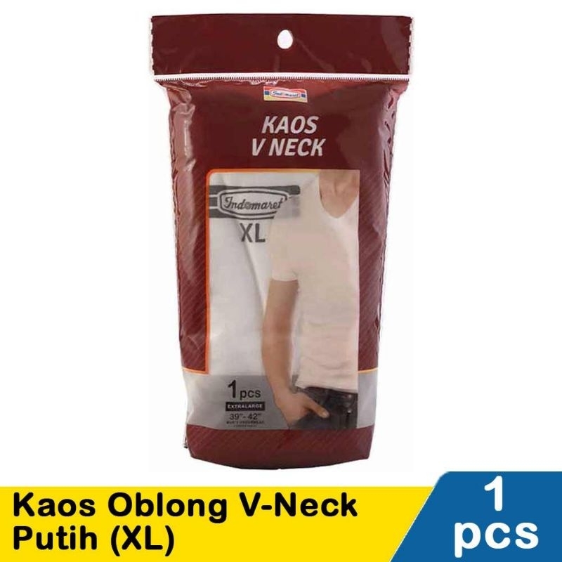 Indomaret Kaos Oblong V-Neck Putih Extralarge