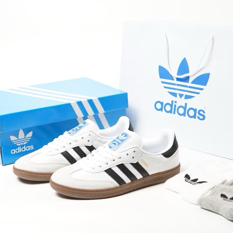 SEPATU SAMBA PUTIH LIS HITAMSENEKERS PRIA ADIDAS SAMBA