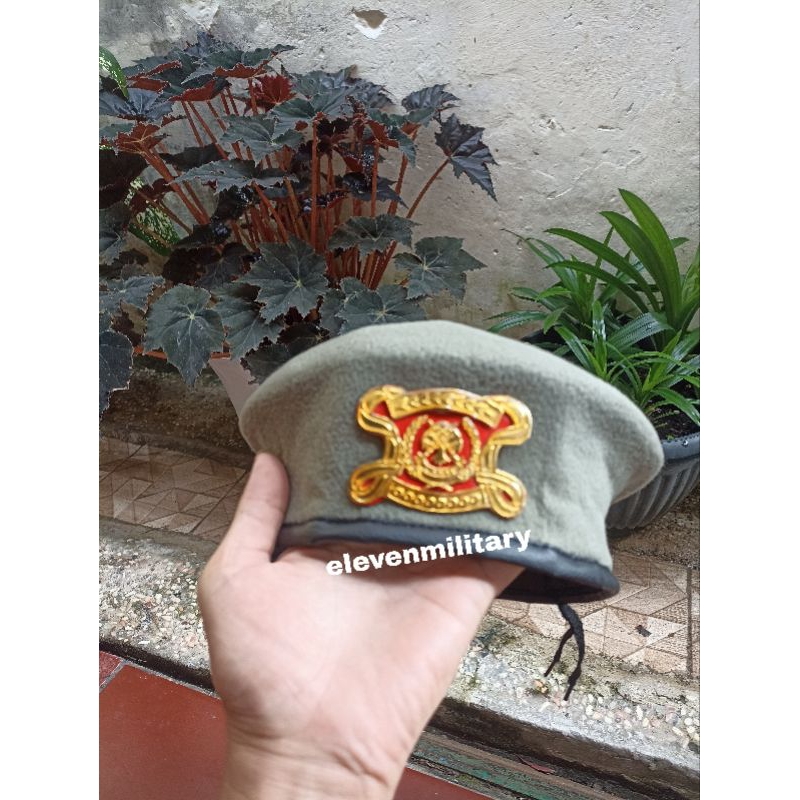 Terbaru Topi Baret linmas warna Abu-Abu + Emblem Linmas