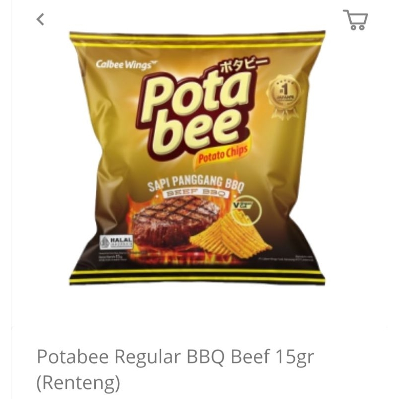 

Potabee Kripik Kentang Beef BBQ / Rumput Laut 15 gr 1 (Renceng) Isi 10 Pcs