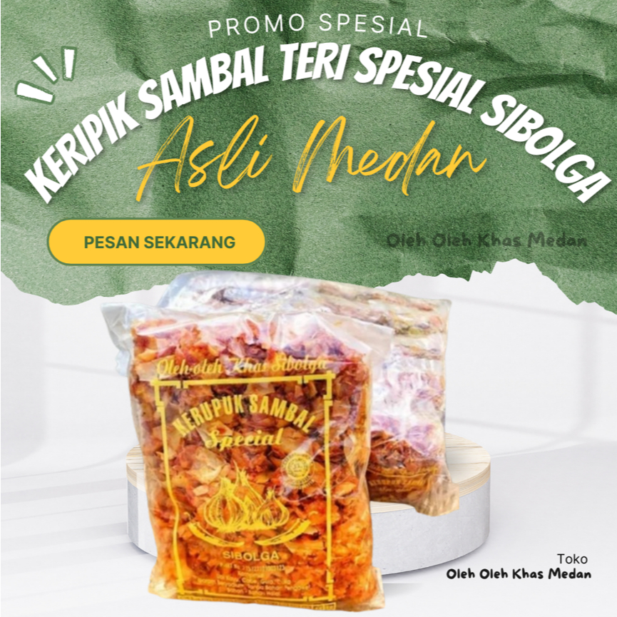 

Keripik Sambal/Teri Spesial Sibolga | Kerupuk Sambal| Cemilan Keripik teri sibolga | Oleh-oleh Medan