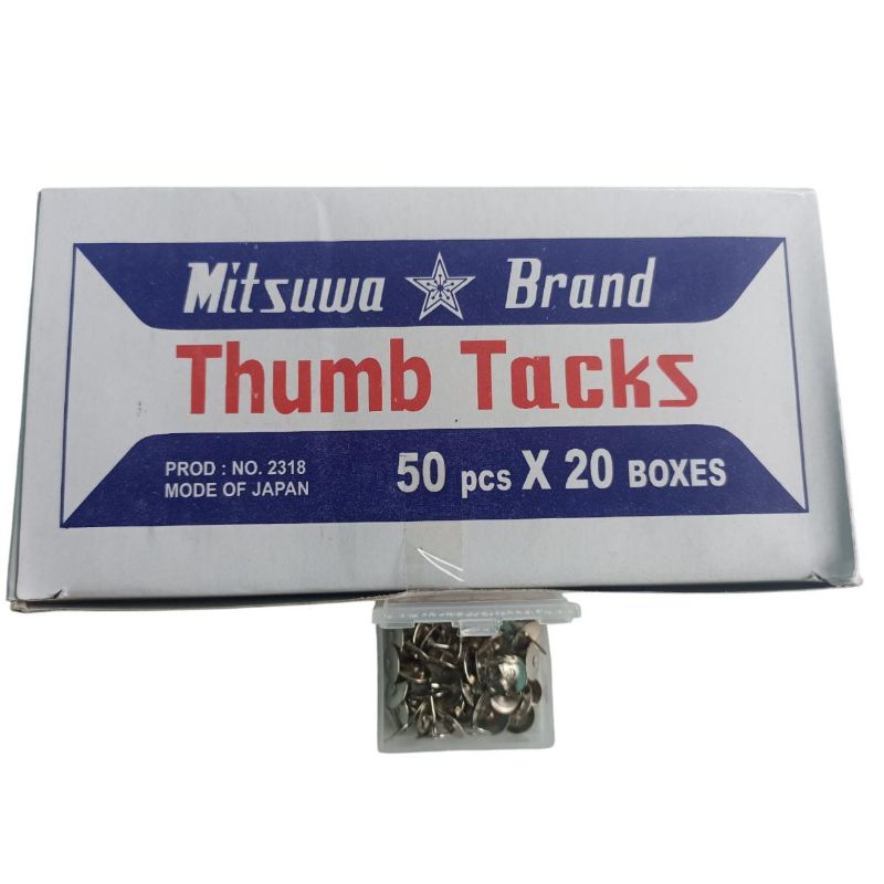 

1Pak Besar Mitsuwa Brand Thumb Tacks 50 pcs X 20 Boxes / Paku Picik Mitsuwa