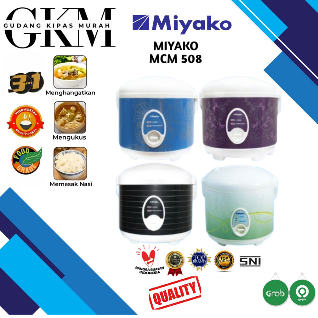 MIYAKO RICE COOKER MCM 508 / MCM508 [1,8L] GARANSI RESMI BLUE FLOWER