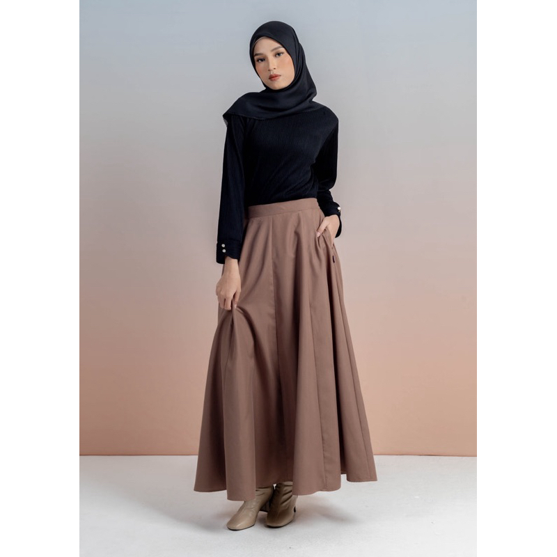 ELZATTA Rok katun Terbaru Rok Flare - Fashion Wanita Muslimah - Rok Best seller Bawahan Bahan Katun 