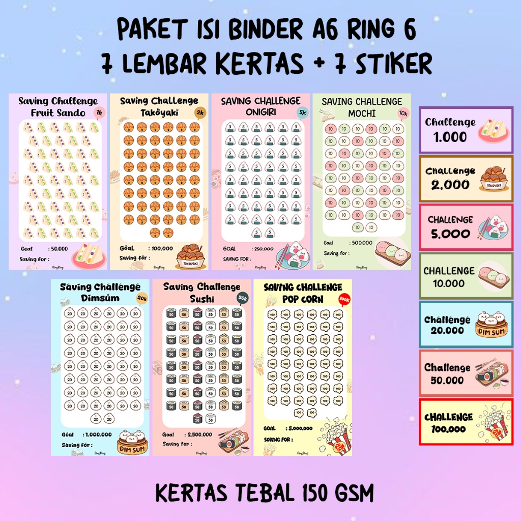 

Paket Challenge Menabung A6 + Stiker Food Series