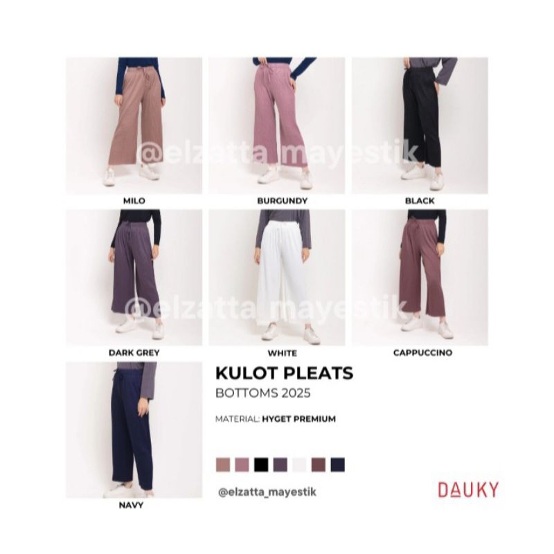 DAUKY Celana Kulot - Kulot Plisket - Celana Panjang - Kulot Pleats