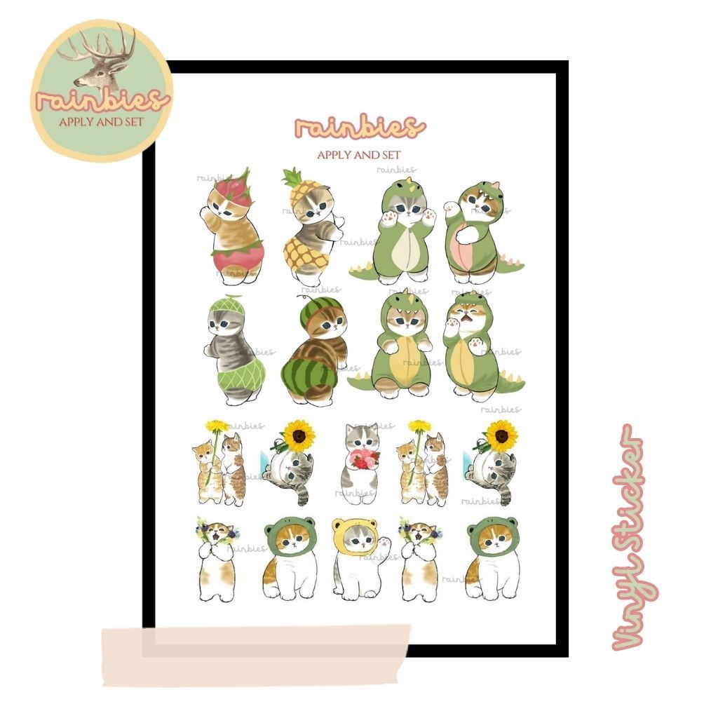 

Sticker Mofusand Stiker Vinyl Waterproof Kucing Cat HP Tablet Laptop Koper Travel Aesthetic