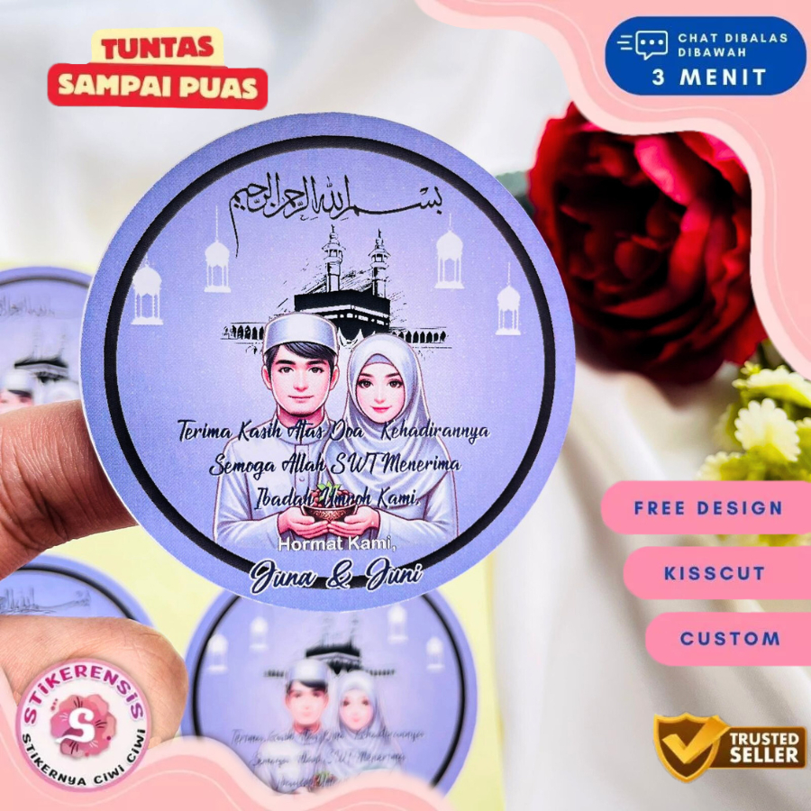 

2-4 Cetak Stiker Gift From Umroh Chromo Bulat Stiker Naik Haji Label Tasyakuran Hajj Free Desain