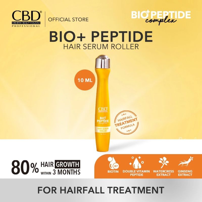 CBD Bio+Peptide Complex Hair Serum Roller 10ml | Hair Serum CBD | Hair Serum untuk Rambut Rusak | Se