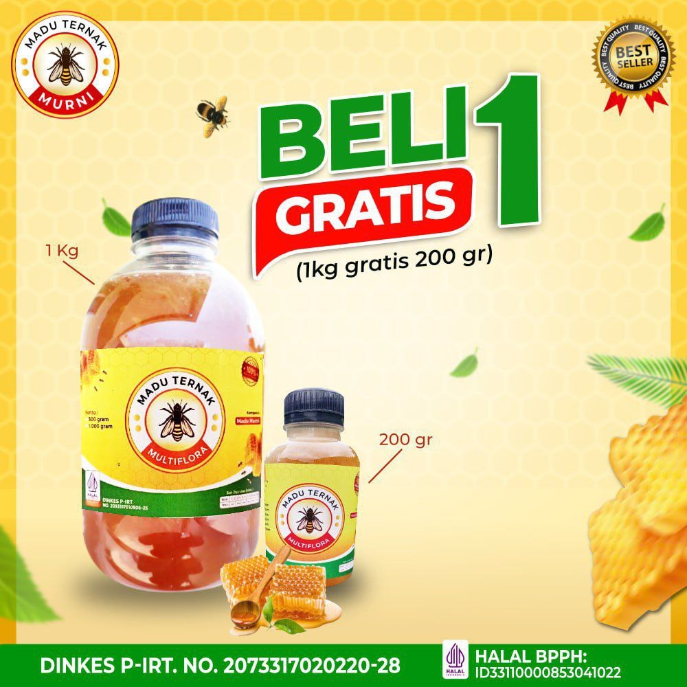 

PROMO BELI 1 GRATIS 1 # MADU TERNAK MULTIFLORA # 1KG GRATIS 200 GRAM