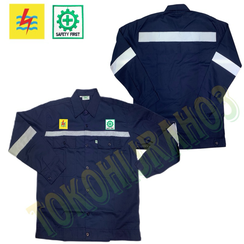 SERAGAM SAFETY PLN LENGAN PANJANG NAVY SERAGAM KERJA SAFETY PLN KEMEJA SAFETY PLN KEMEJA KERJA SAFET