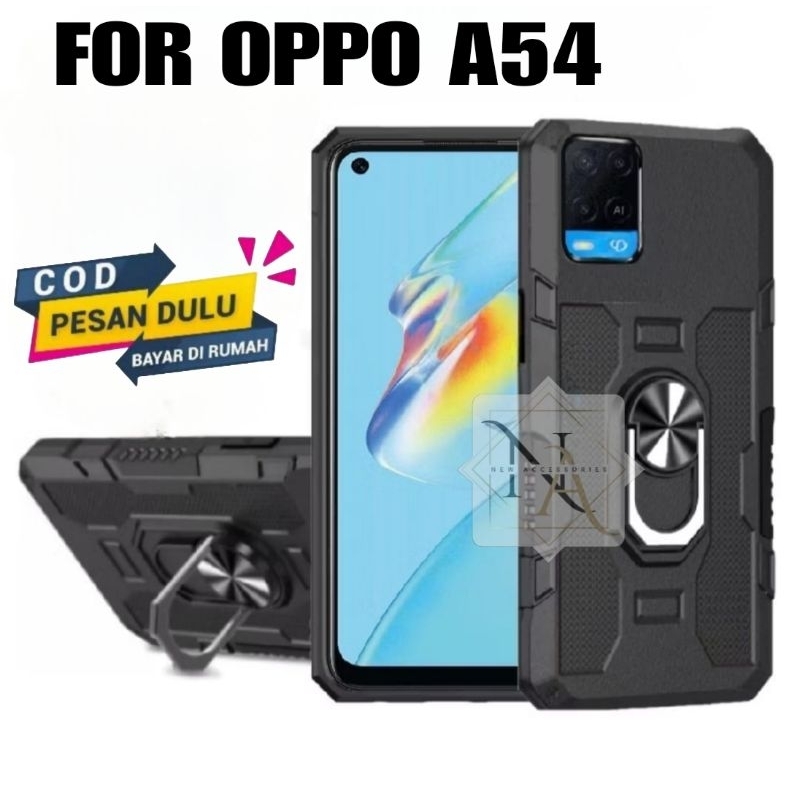 Casing Hp Oppo A54 Hardcase Robot Armor Hit Ring Case Casing Standing Robot Premium