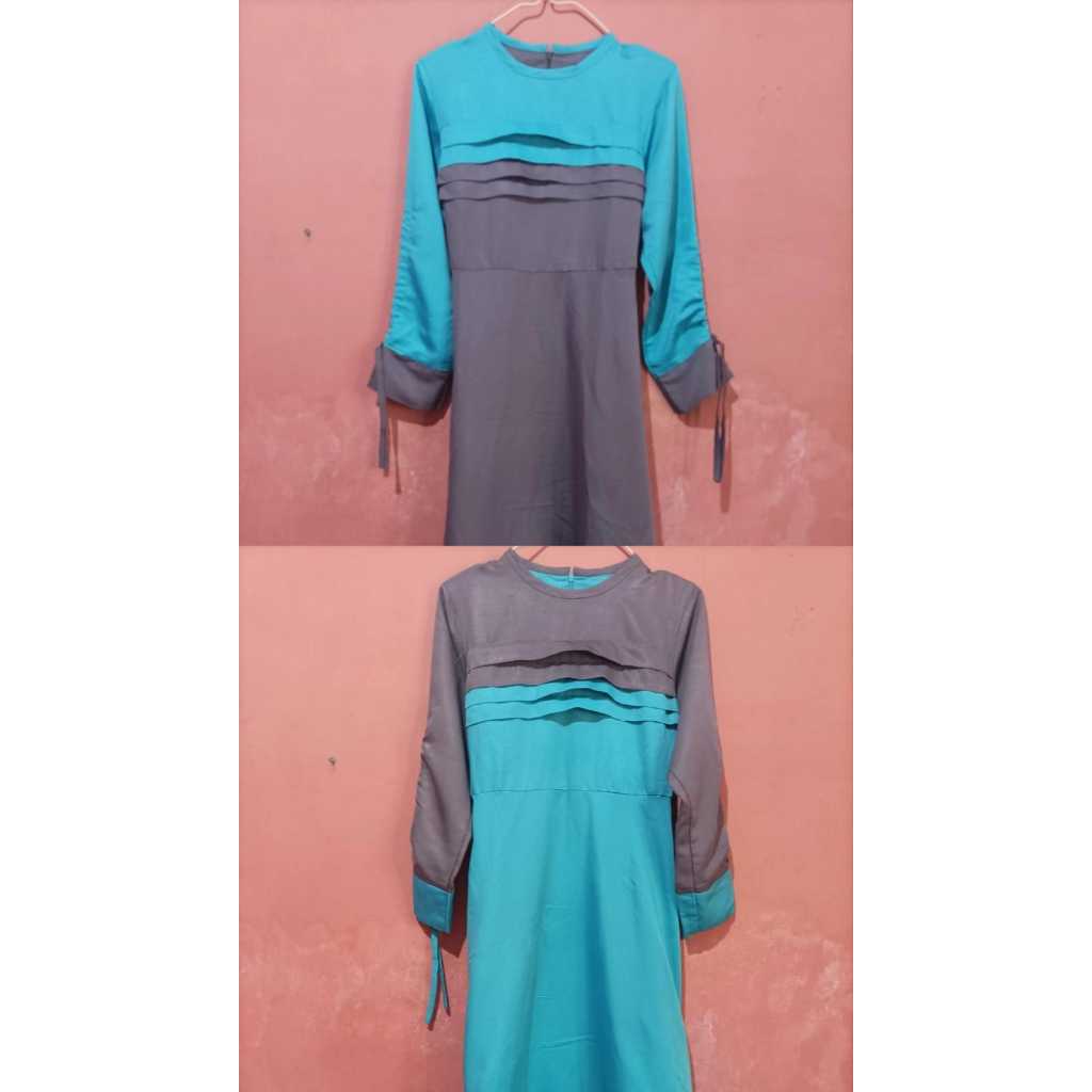 GAMIS REMAJA WANITA TANGGUNG BIRU ABU
