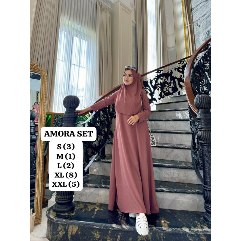 Dress Amora Set Hijab Gamis Panjang