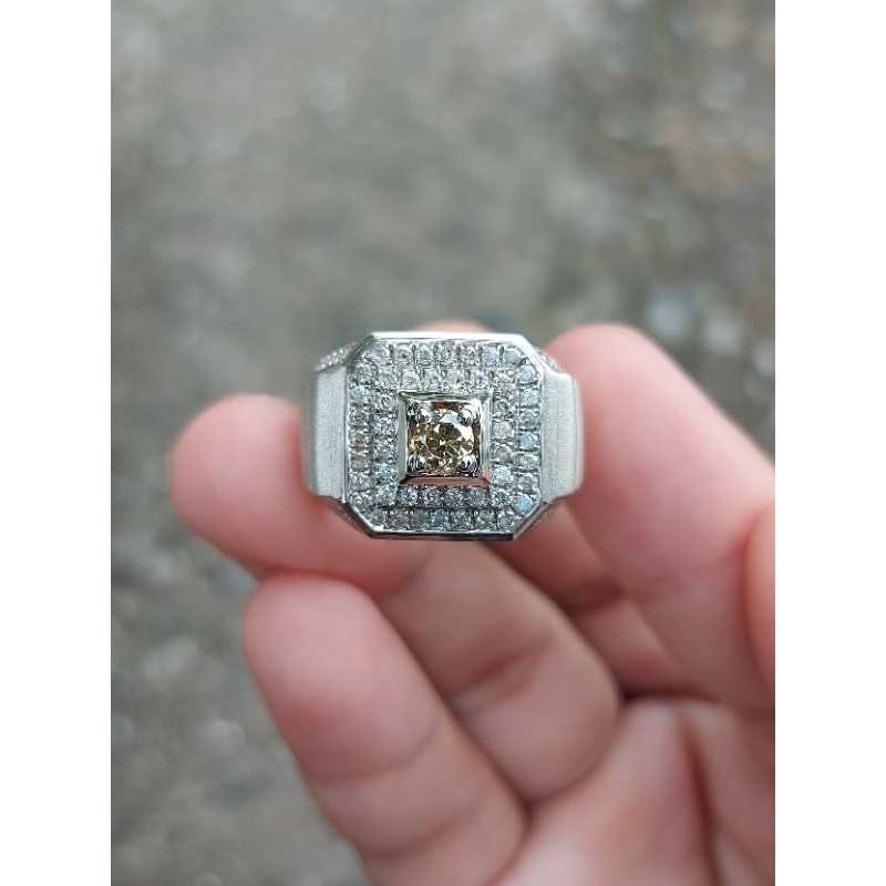 Cincin pria ring perak berlian eropa asli