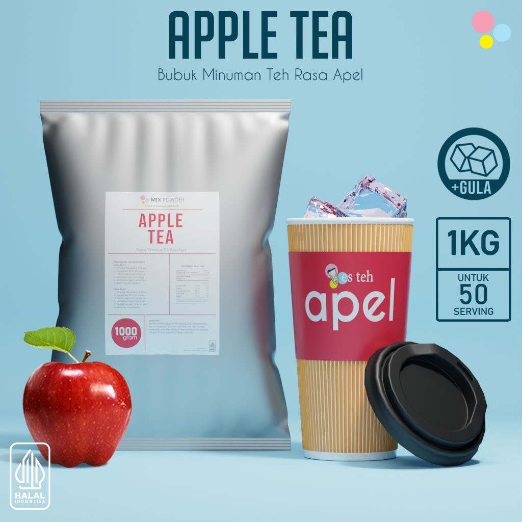 

Bubuk Minuman Rasa Apple Tea Powder Teh Apel Serbuk Minuman Rasa Kekinian Premium 1Kg