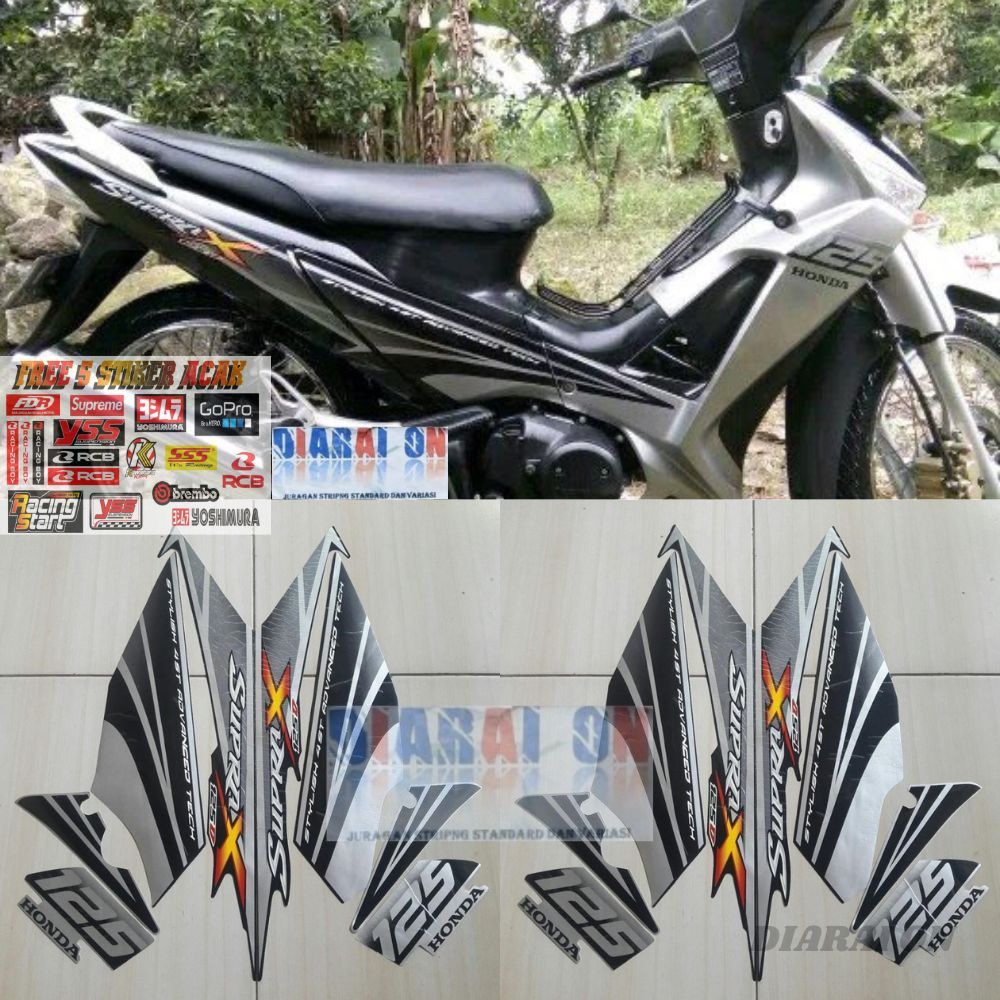 Striping Stiker Honda Supra X 125 D 2007 2008 - Supra X 125D Body SIlver Murah