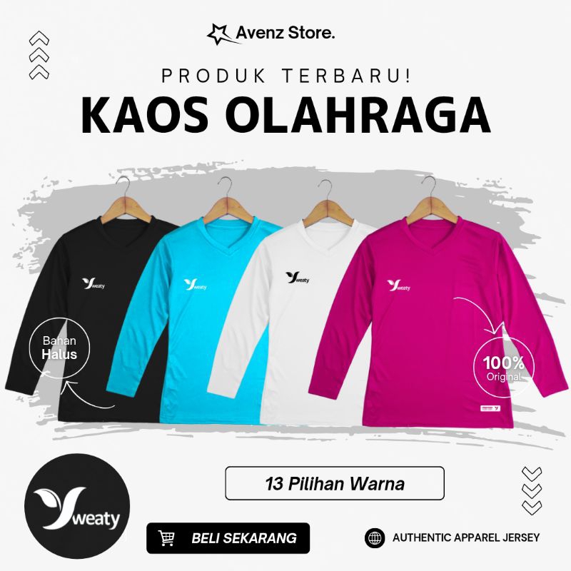 Baju Olahraga Polos Atasan Wanita Lengan Panjang Kaos Jersey Training Running Lari Badminton Senam A