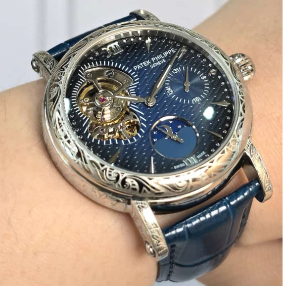 JAM TANGAN PATEK PHILIPPE TATTO MOONPHASE 42MM AUTOMATIC BLUE DIAL