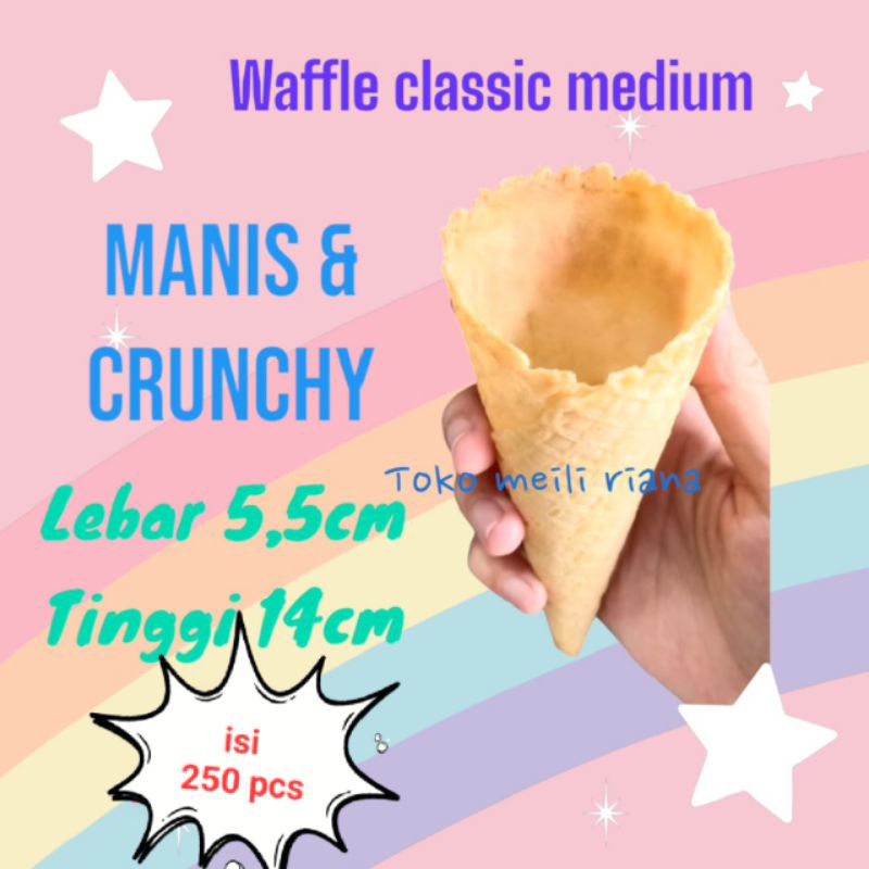 

waffle classic medium isi 250 pcs sugar cone waffle dasi