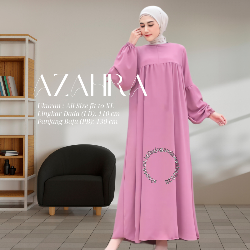 Baju Gamis Terbaru Bahan Adem Jatuh Premium Gamis Kondangan Pesta Kekinian Muslim Dress Azahra Lebar