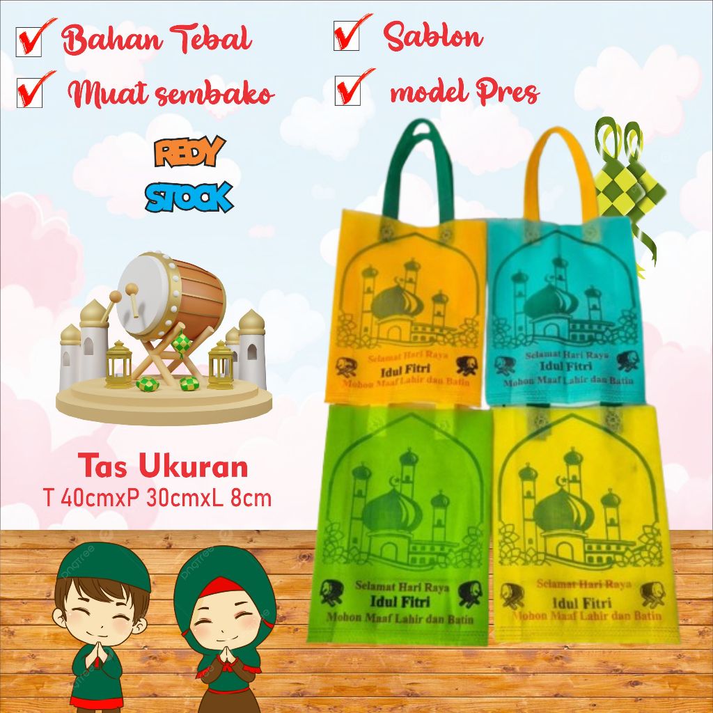 

taslebaran isi 12 pcs_tas parcel_tas idulfitri_tassponbond