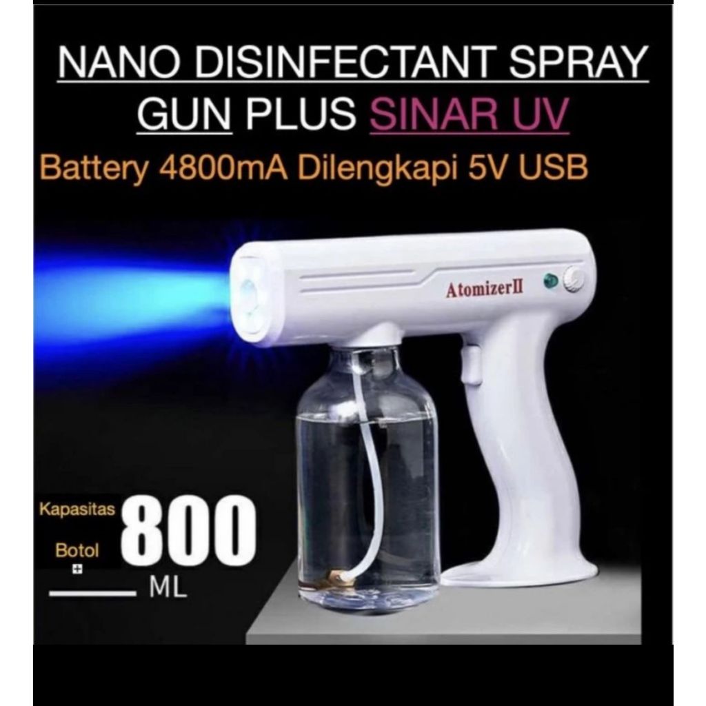 Nano Disinfectant Spray Ruangan Atomizer II Nano spray gun portable desinfektan UV light