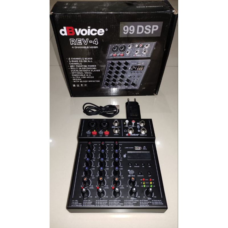 dBvoice REV-4 Mixer Audio 4 Channel 99 Dsp Effect ORIGINAL TERBARU BODY FULL METAL