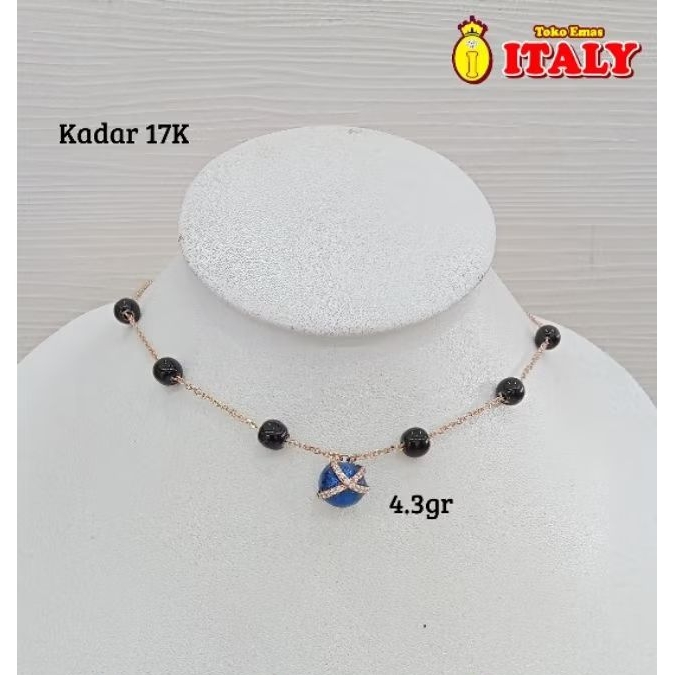 kalung emas tua variasi bola hitam