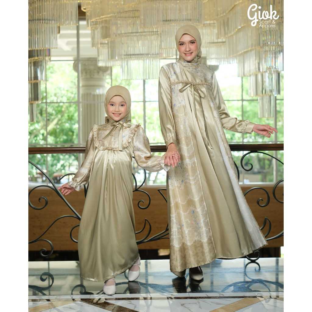 Dress Allure Anak By Giok Bahan Zefannya printiing Gamis Wanita Premium Murah Modis