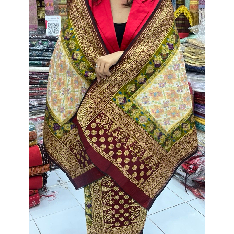 SONGKET PALEMBANG ASLI TENUN MOTIF 3 NEGRI BENANG SUTERA