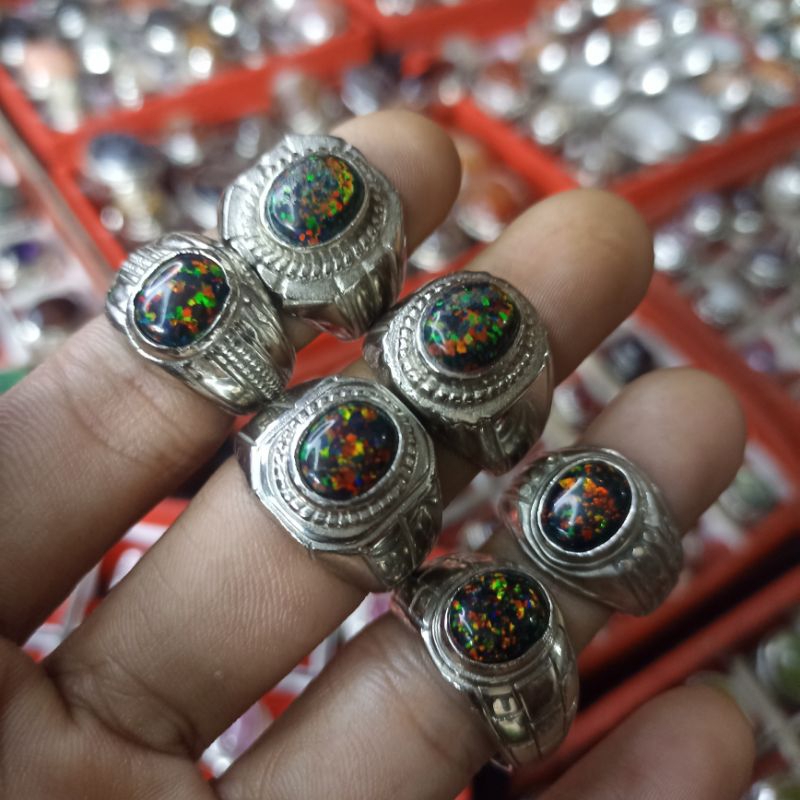 cincin batu akik Natural Kalimaya Black Oval Afrika Top HQ