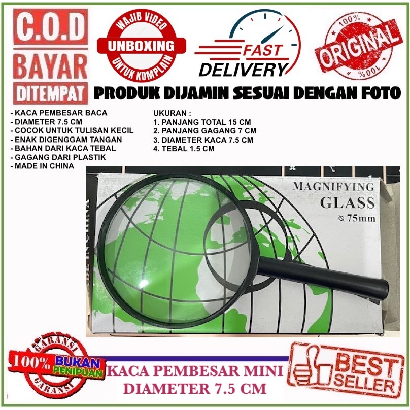 

C.O.D Kaca Pembesar Baca Magnifying Glass Ukuran Besar Diameter 75mm