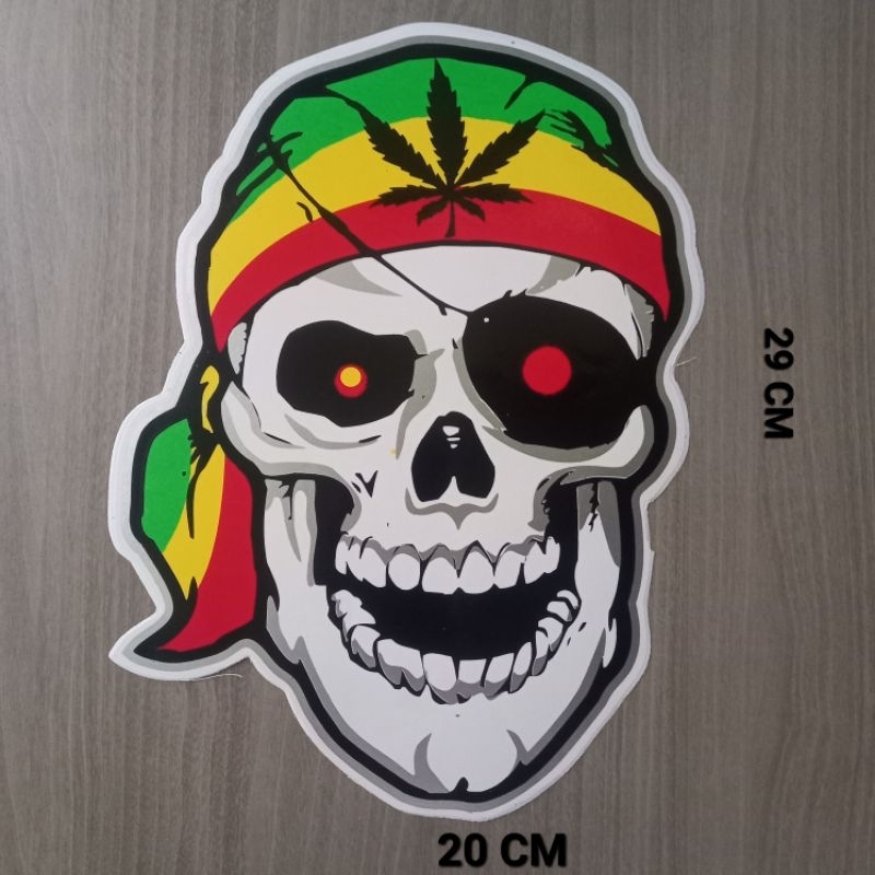 

STIKER TENGKORAK / SKULL RASTAMANIA VINYL UKURAN BESAR