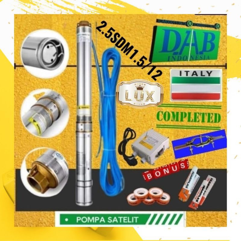 PROMO Pompa satelit 2.5 inch DabITALY 0.25Hp PLUS Complete kabel 30 meter kelas selva submersible 2.