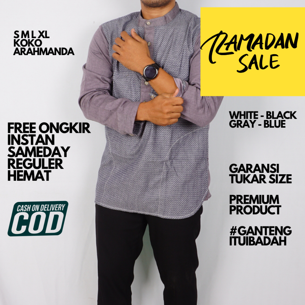 BAJU KOKO PANJANG PRIA BERKUALITAS PREMIUM MOTIF EKSLUSIF BRAND ARAHMANDA