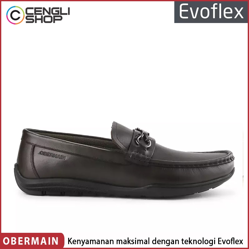 SEPATU LOAFER OBERMAIN PRIA ORIGINAL SLIP ON PANSUS LOAFERS KULIT ASLI ORI COKLAT TUA DARK BROWN OM0