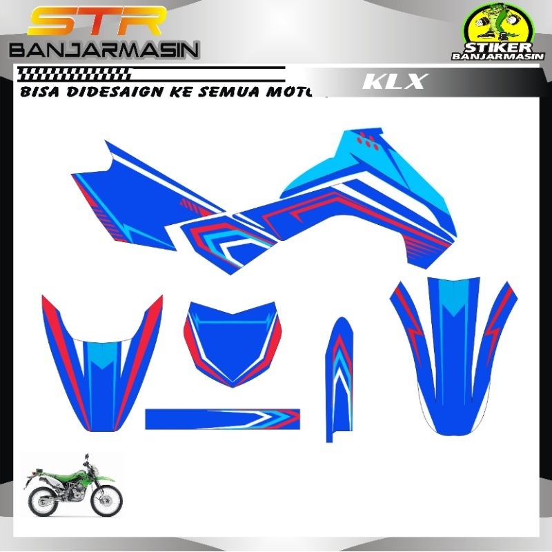 DECAL / STRIPING / STIKER / LES MOTOR KLX BIRU LES MERAH