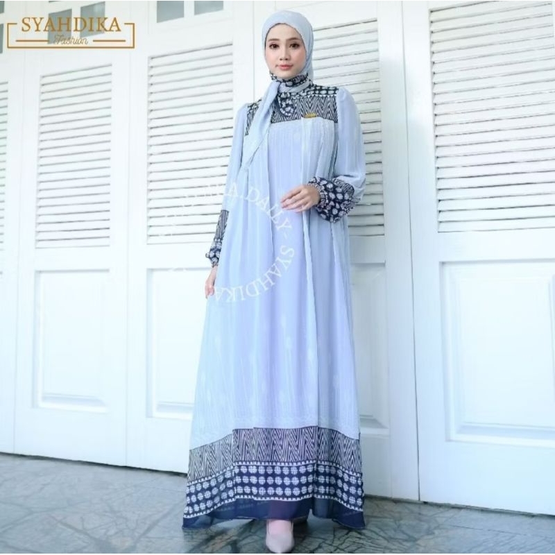 Gamis Setdung Syahdika Ceruty Premium Biru, Maroon