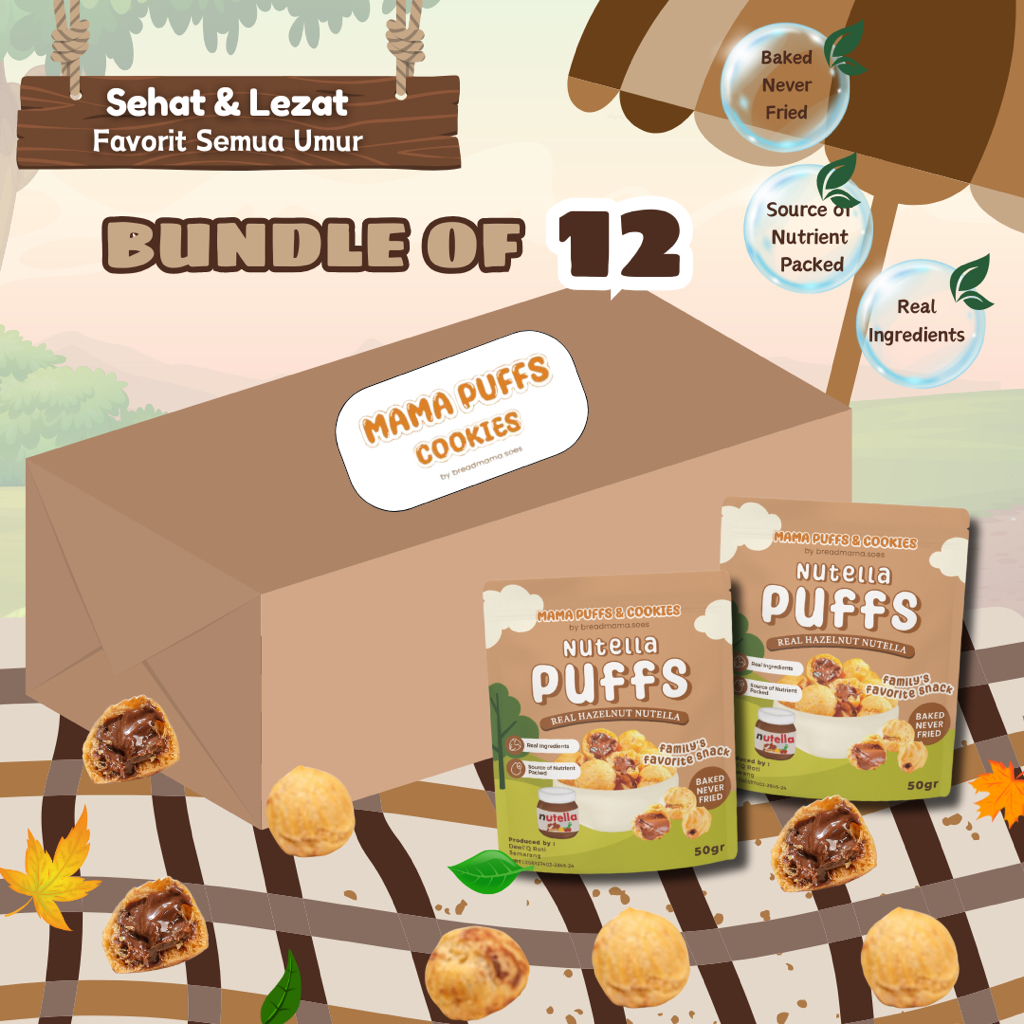 

Mama Puffs Cookies Nutella - Bundle Pack isi 12 x 50 gr