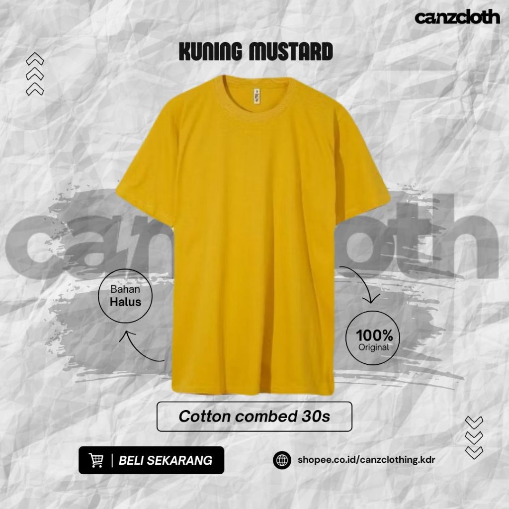 KAOS POLOS KUNING MUSTARD ORIGINAL COTTON COMBED 30S