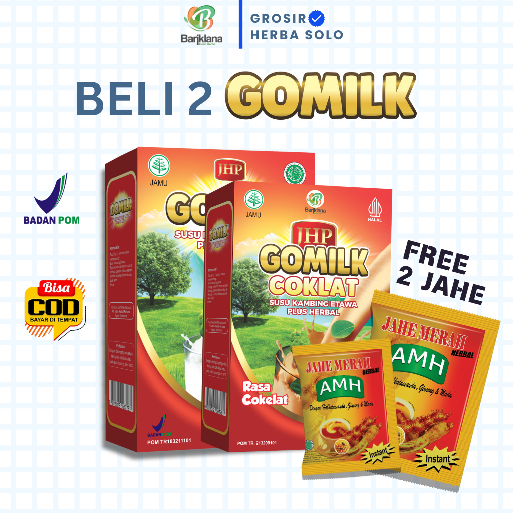 

[ BISA COD + GARANSI ] [ GRATIS 2 JAHE ] Gomilk Susu Kambing Etawa Plus Herbal Penambah Nafsu Makan Netto 200 gr