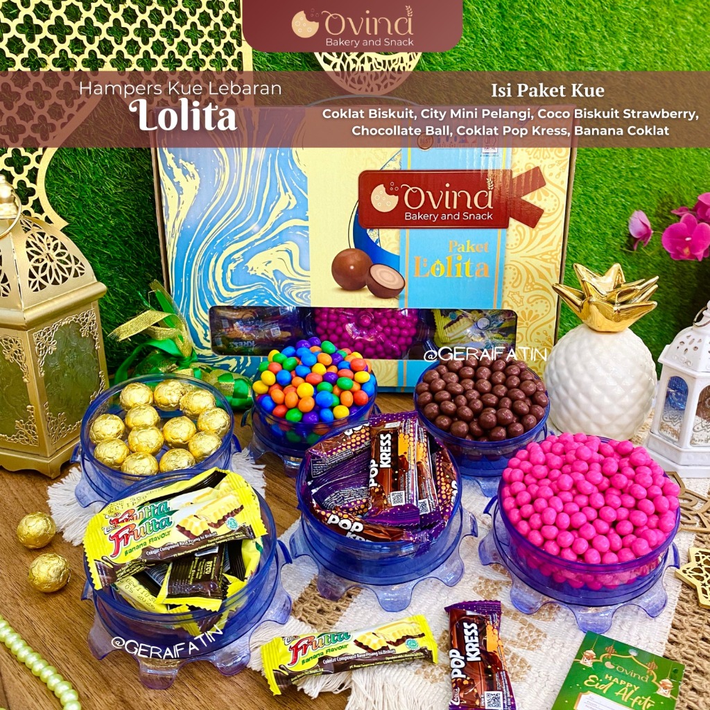 

OVINA PAKET KUE LOLITA / PAKET KUE OVINA COKLAT HAMPRES LEBARAN IDUL FITRI PRODUKSI 2025