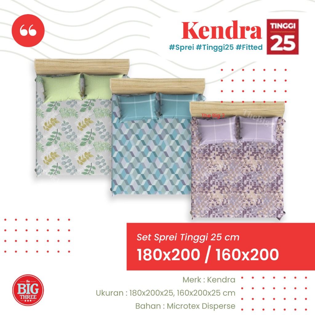 Sprei KENDRA 180x200 / 160x200 / 120x200 Tinggi 25 Cm - King Queen Single Size TBTSprei